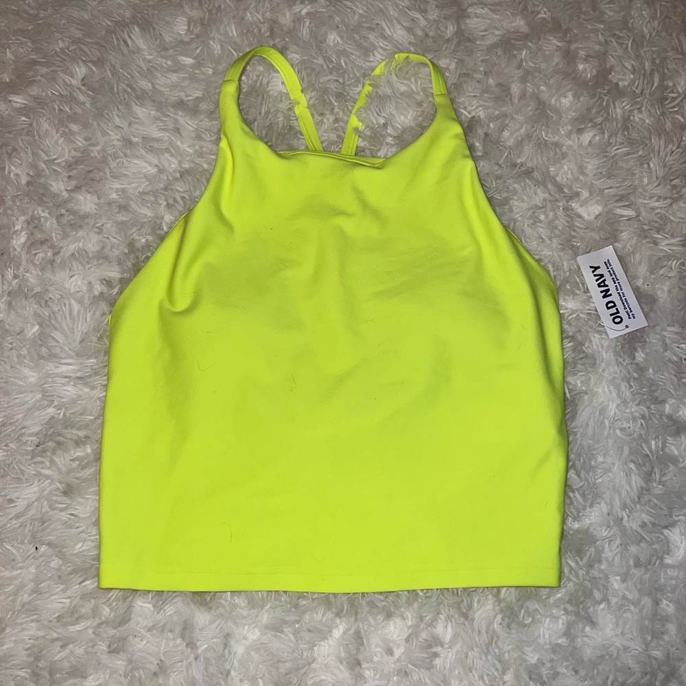 Neon yellow/ greenish workout top.